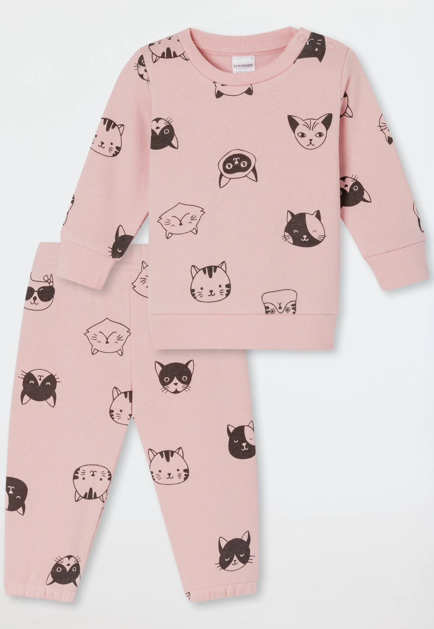 Babyanzug 2-teilig Sweatware Katzen rosé - Baby