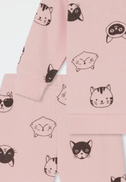 Babyanzug 2-teilig Sweatware Katzen rosé - Baby
