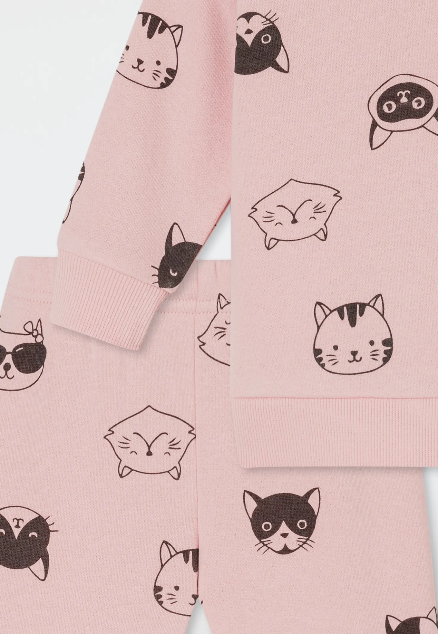 Babyanzug 2-teilig Sweatware Katzen rosé - Baby
