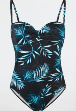 Badeanzug mit Schale Jersey recycelt Palmen multicolor - Aqua