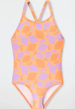 Badeanzug Wirkware UV-Schutz 40+ Streifen Zitronen pfirsichorange - Aqua