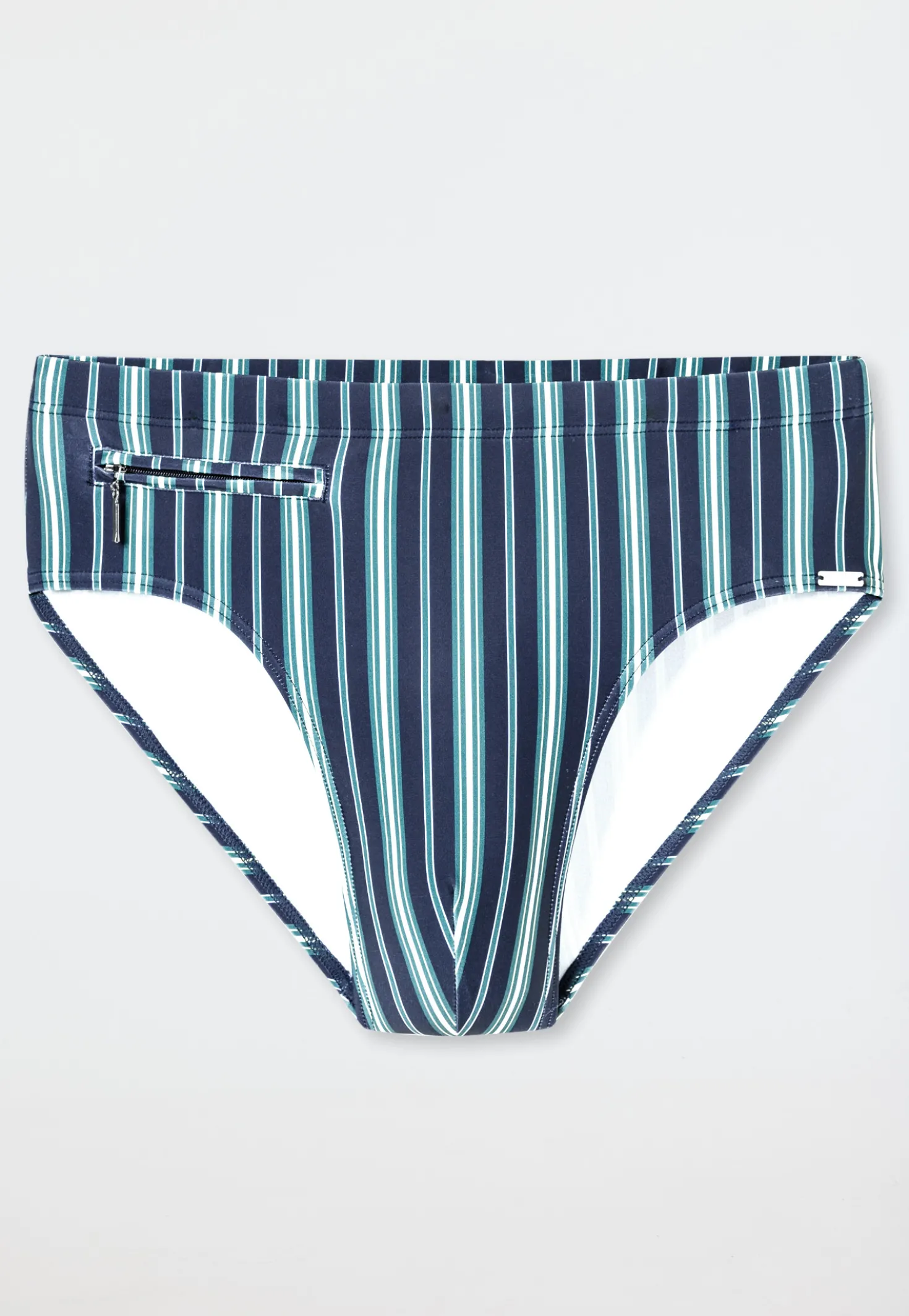 Badehose mit Reißverschlusstasche Streifen lime - Aqua
