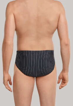 Badehose mit Reißverschlusstasche Wirkware Streifen schwarz - Nautical Casual