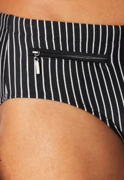 Badehose Reißverschlusstasche schwarz gestreift - Aqua