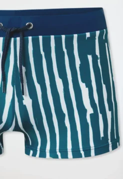 Badehose Wirkware UV-Schutz 40+ Schulsport Streifen petrol - Aqua
