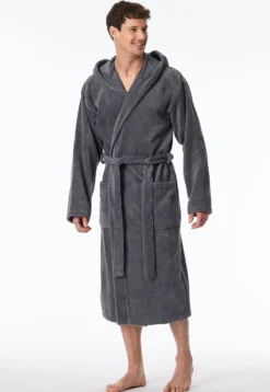 Bademantel Frottee grau - Essentials