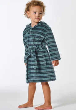 Bademantel Velour Streifen mineral - Kids Nightwear