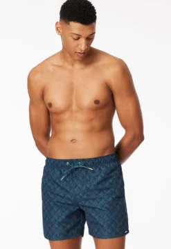 Badeshorts Webware Hummer grün gemustert - Aqua