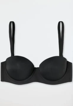 Bandeau-BH mit abnehmbaren Trägern und gleitenden Cups schwarz - Unique Micro