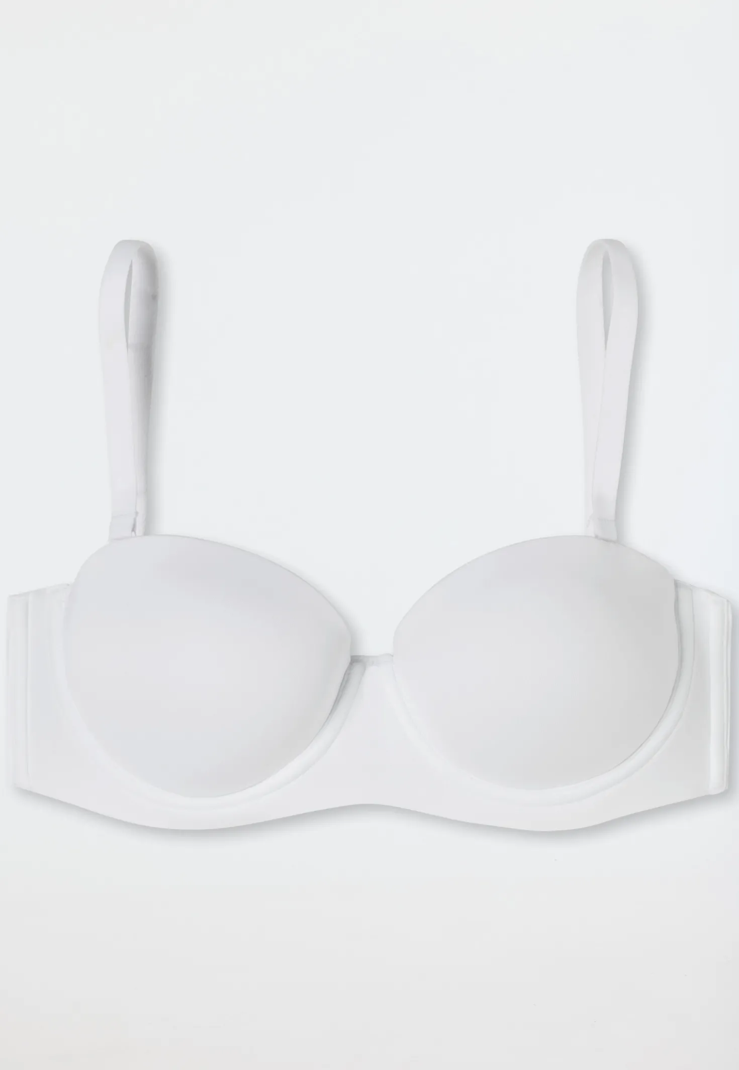Bandeau-BH mit abnehmbaren Trägern und gleitenden Cups weiß - Unique Micro