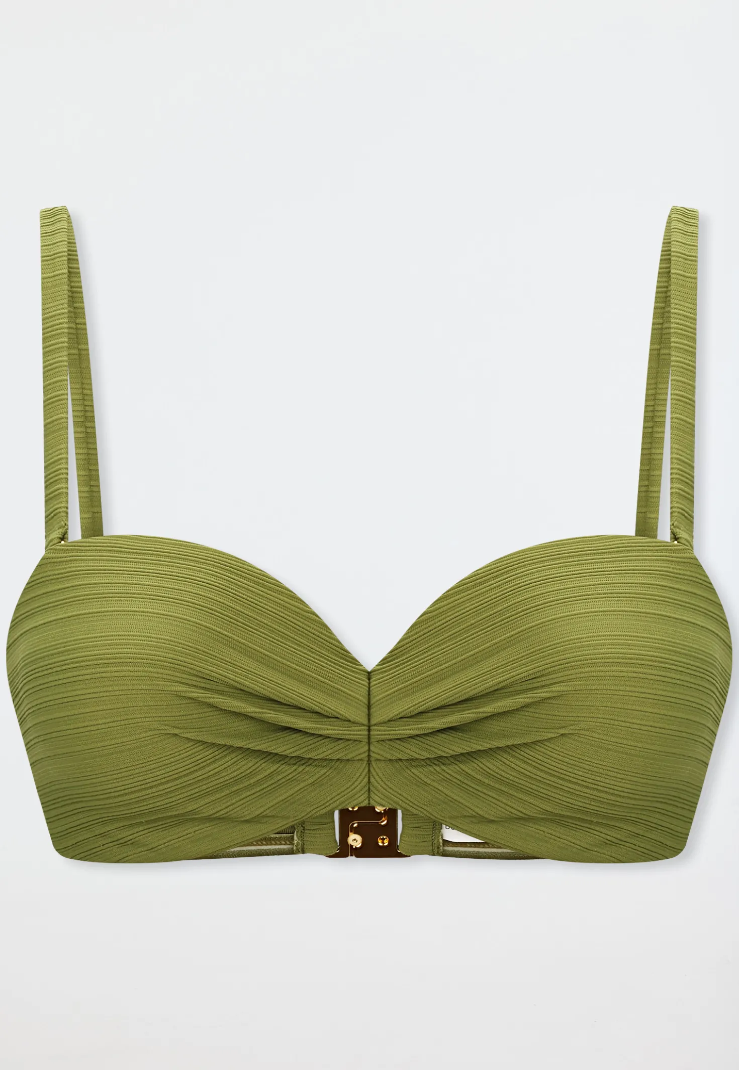 Bandeau-Bikini-Top mit Schale oliv - Aqua