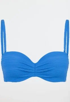 Bandeau-Bikini-Top mit Schale Jersey recycelt Streifen aquarium - Aqua