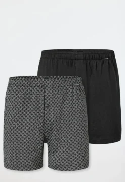 Boxershorts 2er-Pack Jersey uni / schwarz gemustert - Boxershorts Multipacks