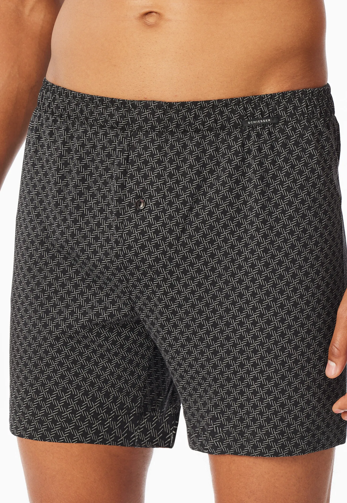 Boxershorts 2er-Pack Jersey uni / schwarz gemustert - Boxershorts Multipacks