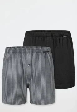 Boxershorts 2er-Pack Jersey uni gemustert - Boxershorts Multipack
