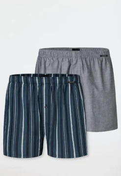 Boxershorts 2er-Pack Webware Streifen mehrfarbig - Boxershorts Multipack