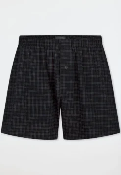 Boxershorts Jersey schwarz kariert - Cotton Casuals