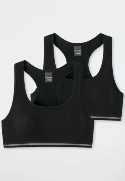 Bustiers 2er-Pack Doppelripp schwarz - Long Life Rib