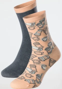 Damensocken 2er-Pack Kaffee dunkelgrau/ beige - Fashion
