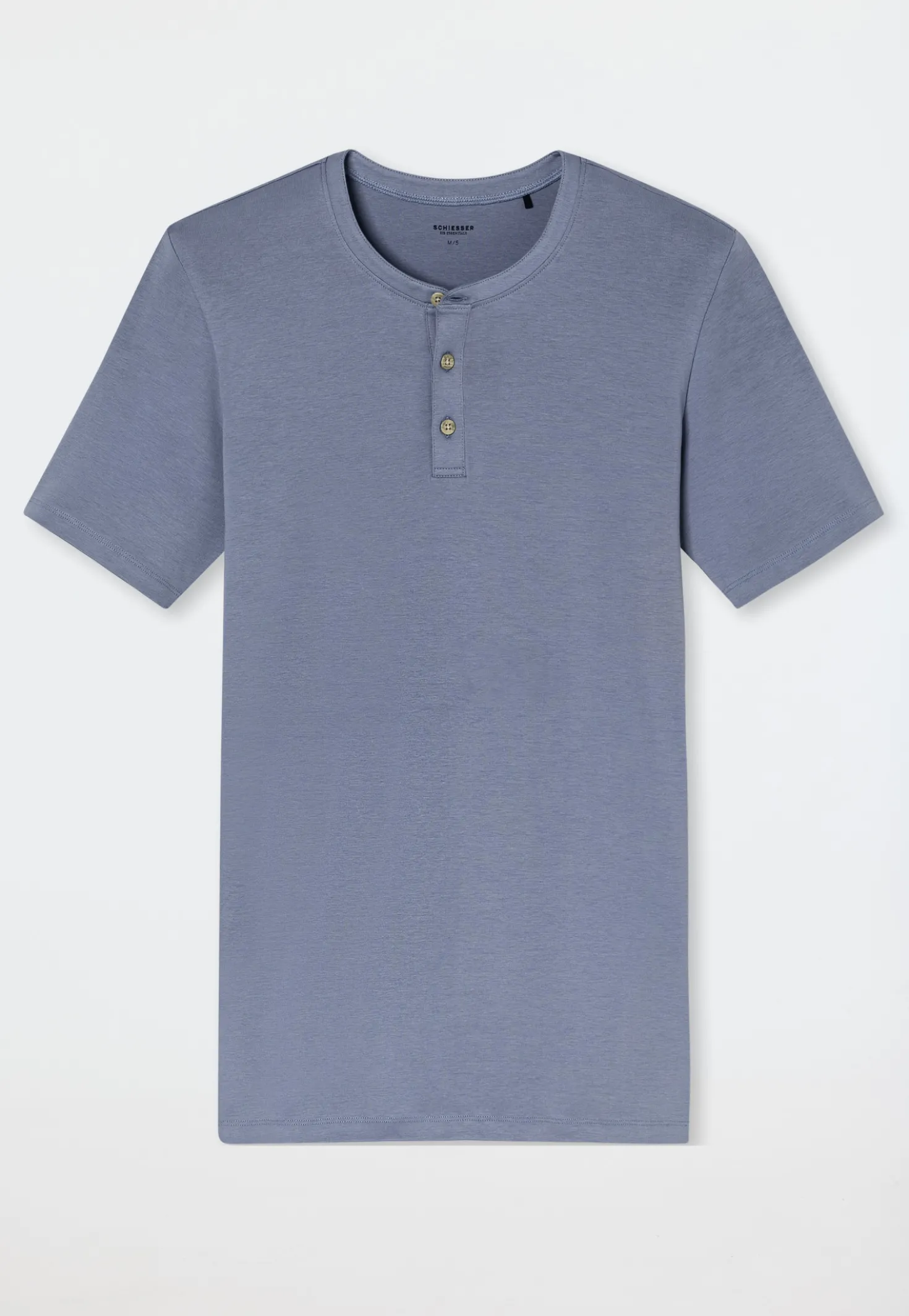Henley-Shirt kurzarm Knopfleiste blaugrau - Rib Essentials