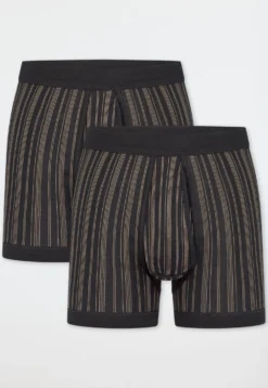 Hose kurz Feinripp 2er-Pack mit Eingriff schwarz gestreift - Original Classics