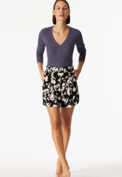Hose kurz Viskose-Webware Blumen multicolor Mix+Relax