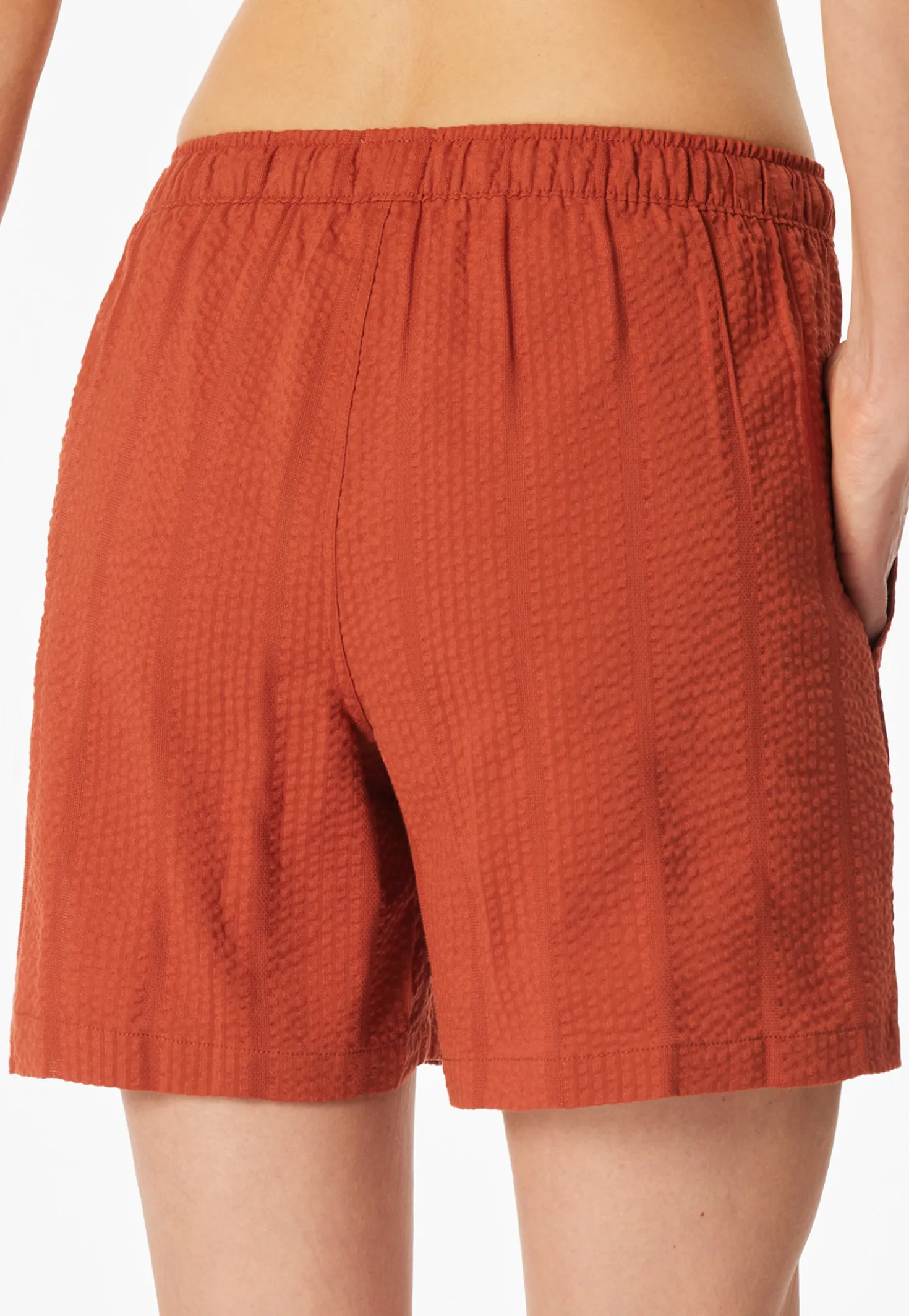 Hose kurz Webware Seersucker terracotta - Mix+Relax
