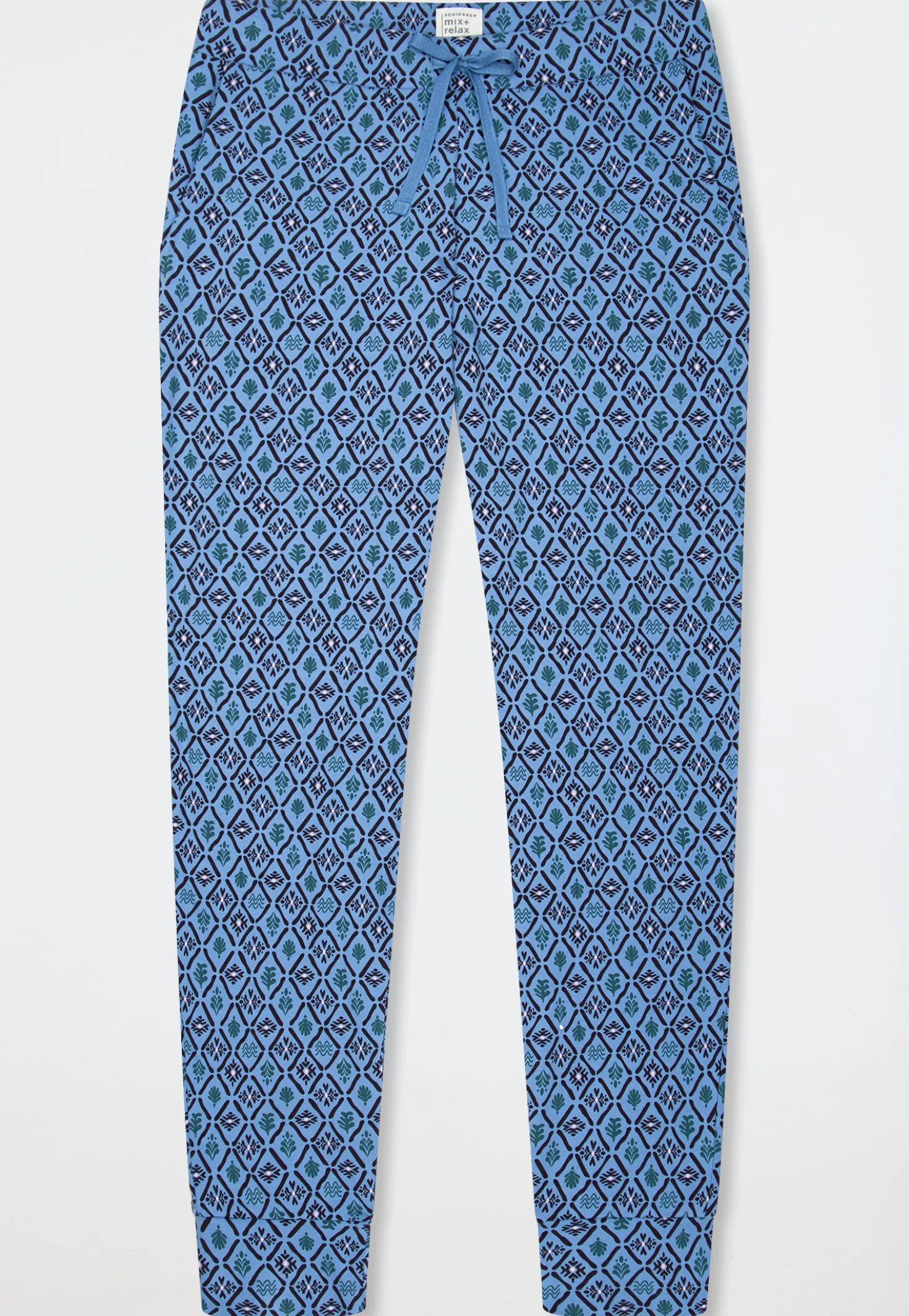 Hose lang Bündchen aqua gemustert - Mix+Relax