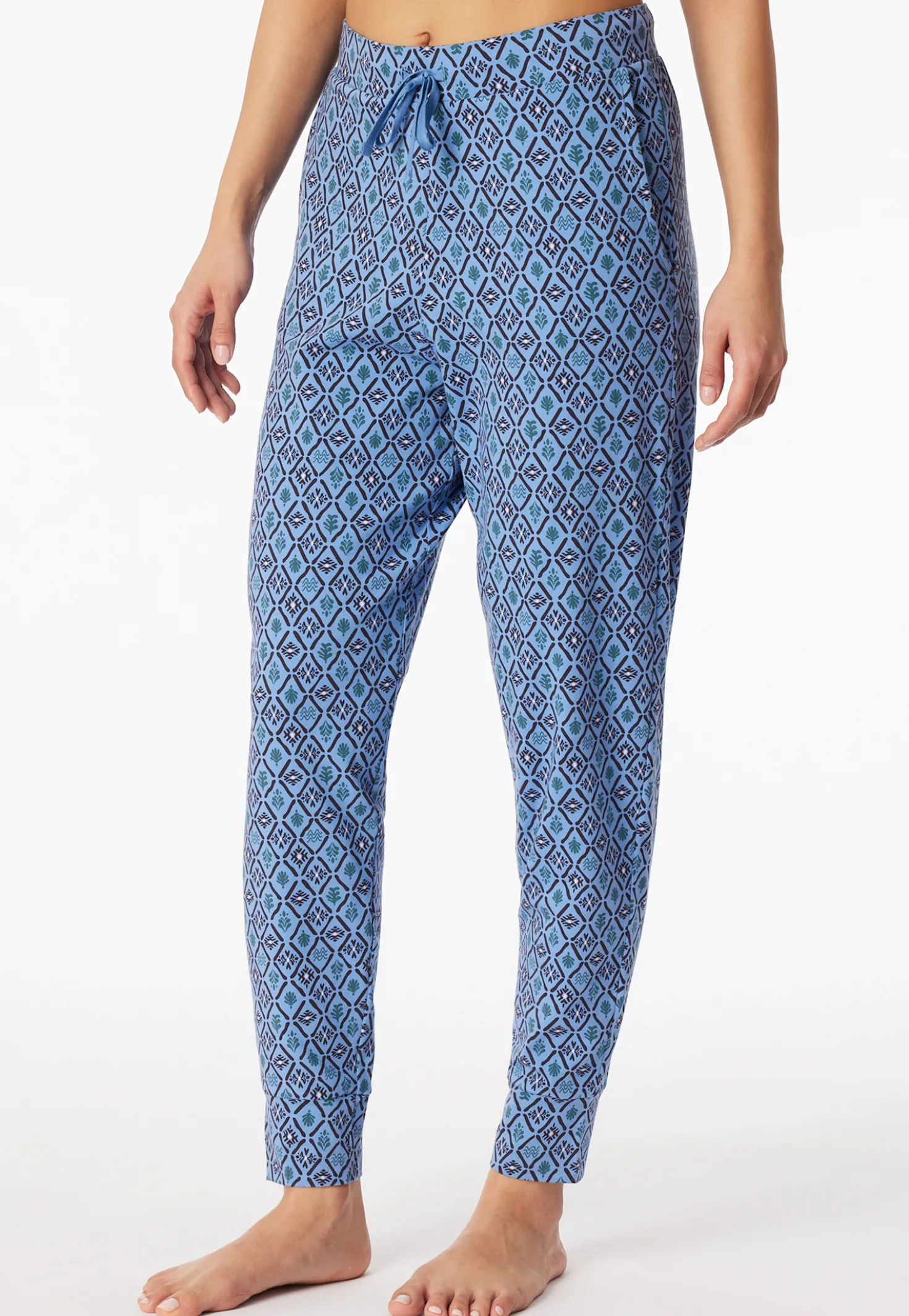 Hose lang Bündchen aqua gemustert - Mix+Relax