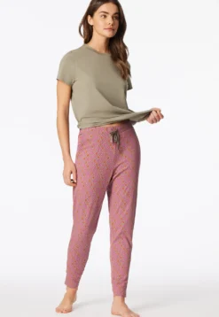 Hose lang Bündchen fuchsia gemustert - Mix+Relax