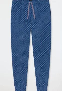 Hose lang Jersey Bündchen blaugrau gemustert - Mix+Relax