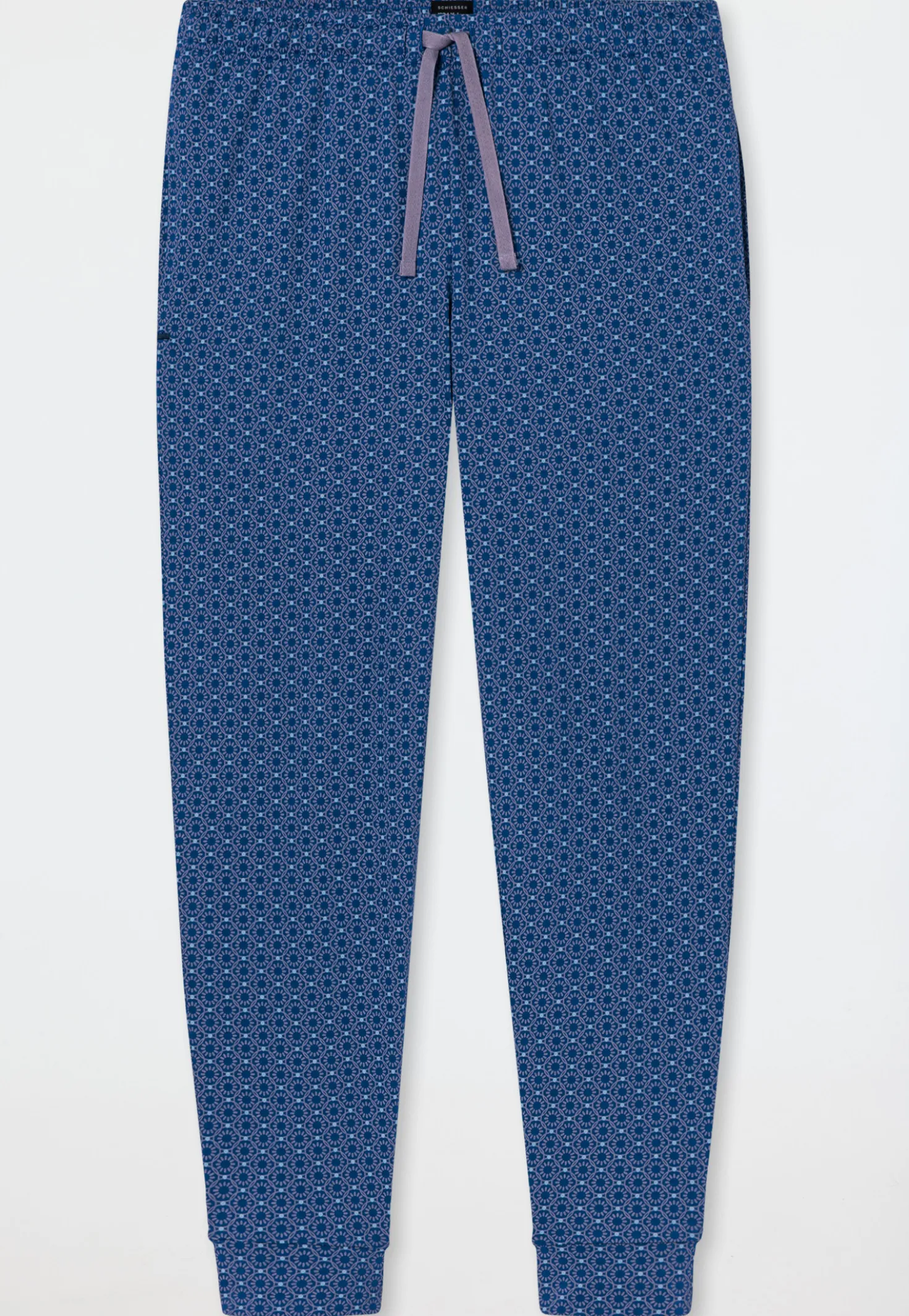 Hose lang Jersey Bündchen blaugrau gemustert - Mix+Relax