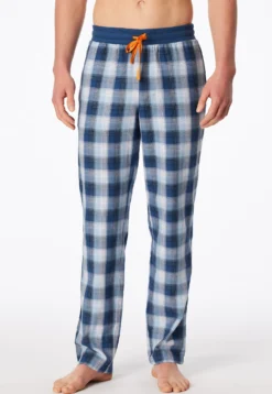 Hose lang Webware pacific blue kariert - Mix+Relax