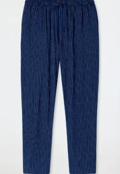Hose lang Webware Seersucker navy gestreift - Mix+Relax
