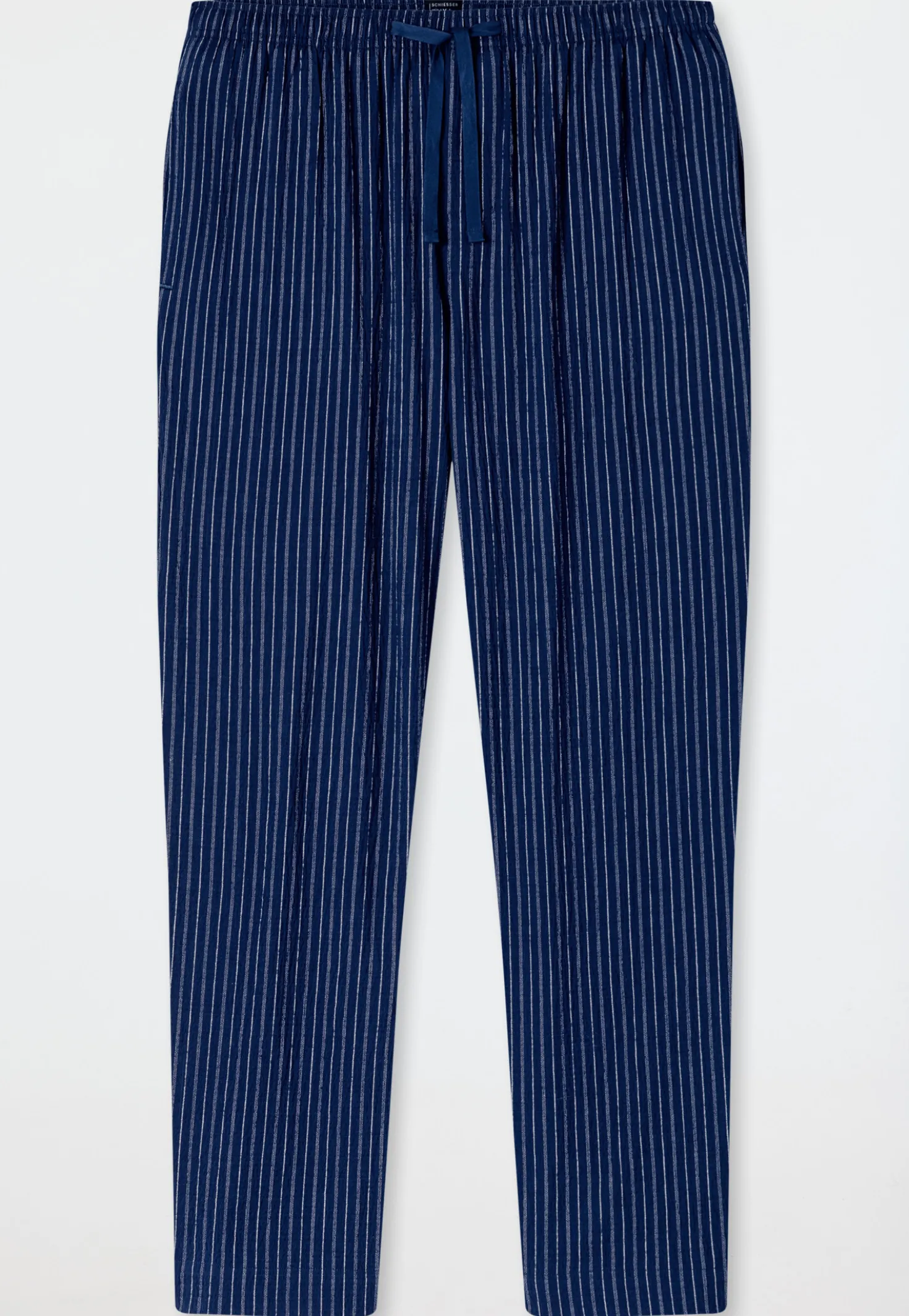 Hose lang Webware Seersucker navy gestreift - Mix+Relax
