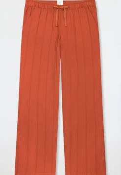 Hose lang Webware Seersucker terracotta - Mix+Relax