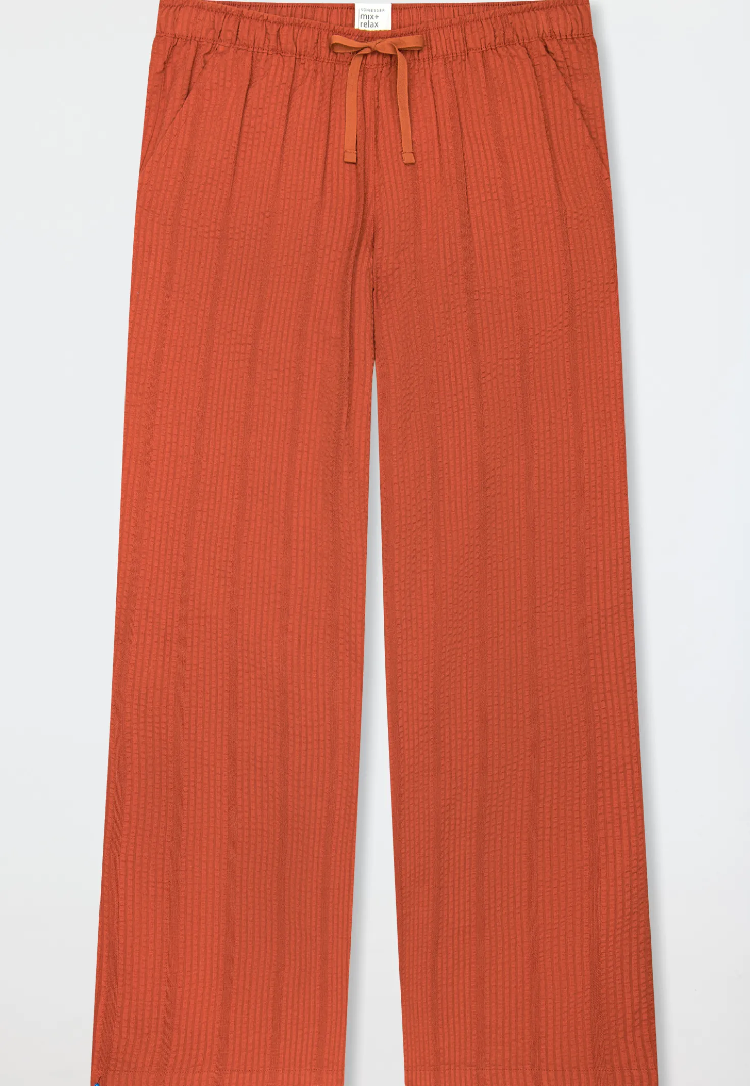 Hose lang Webware Seersucker terracotta - Mix+Relax