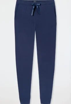 Loungehose lang Modal Bündchen blau - Mix+Relax