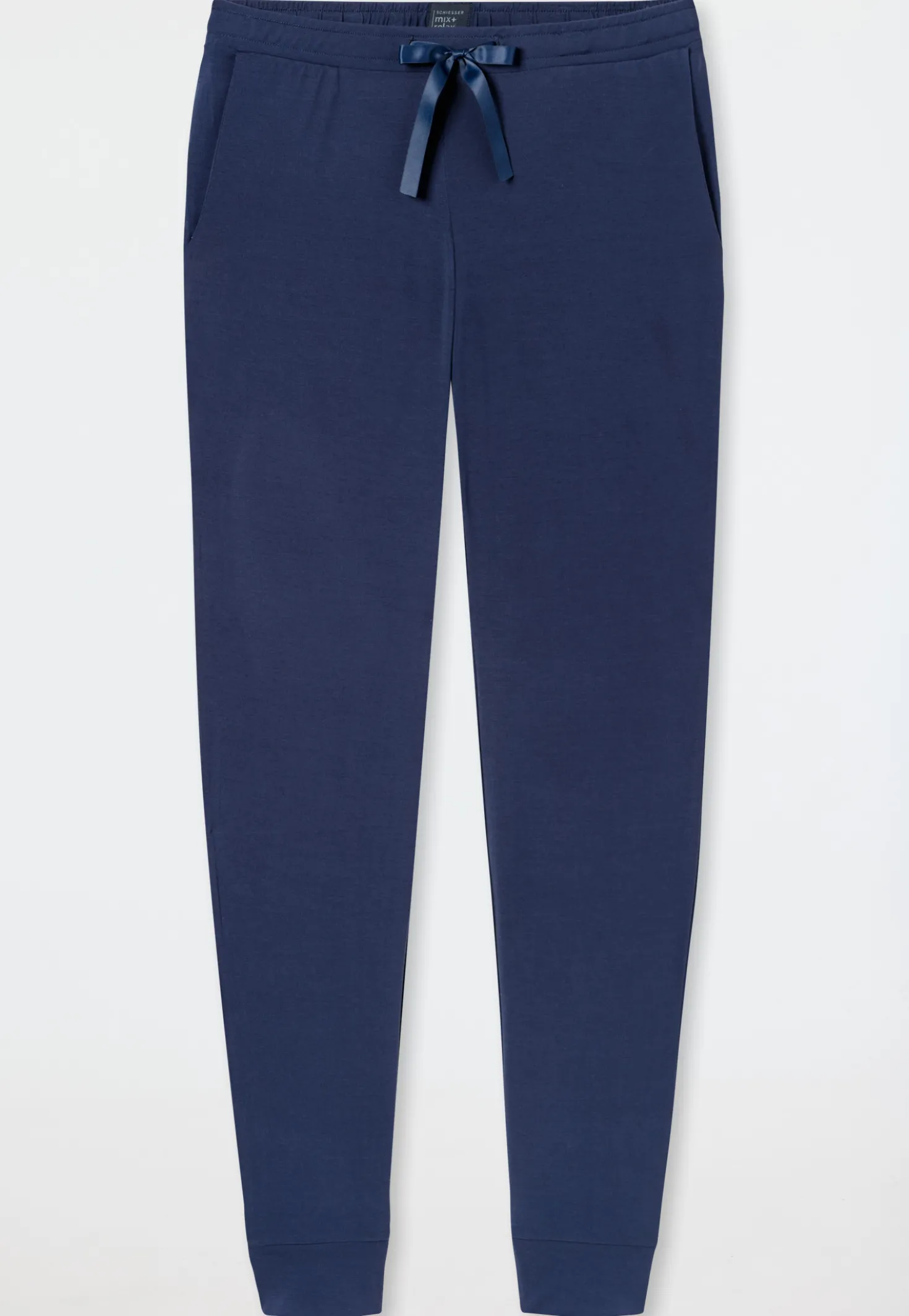Loungehose lang Modal Bündchen blau - Mix+Relax