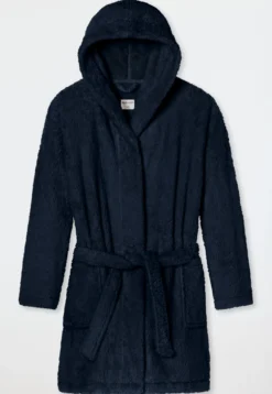Morgenmantel Teddy-Fleece Comfort-Fit dunkelblau - Essentials