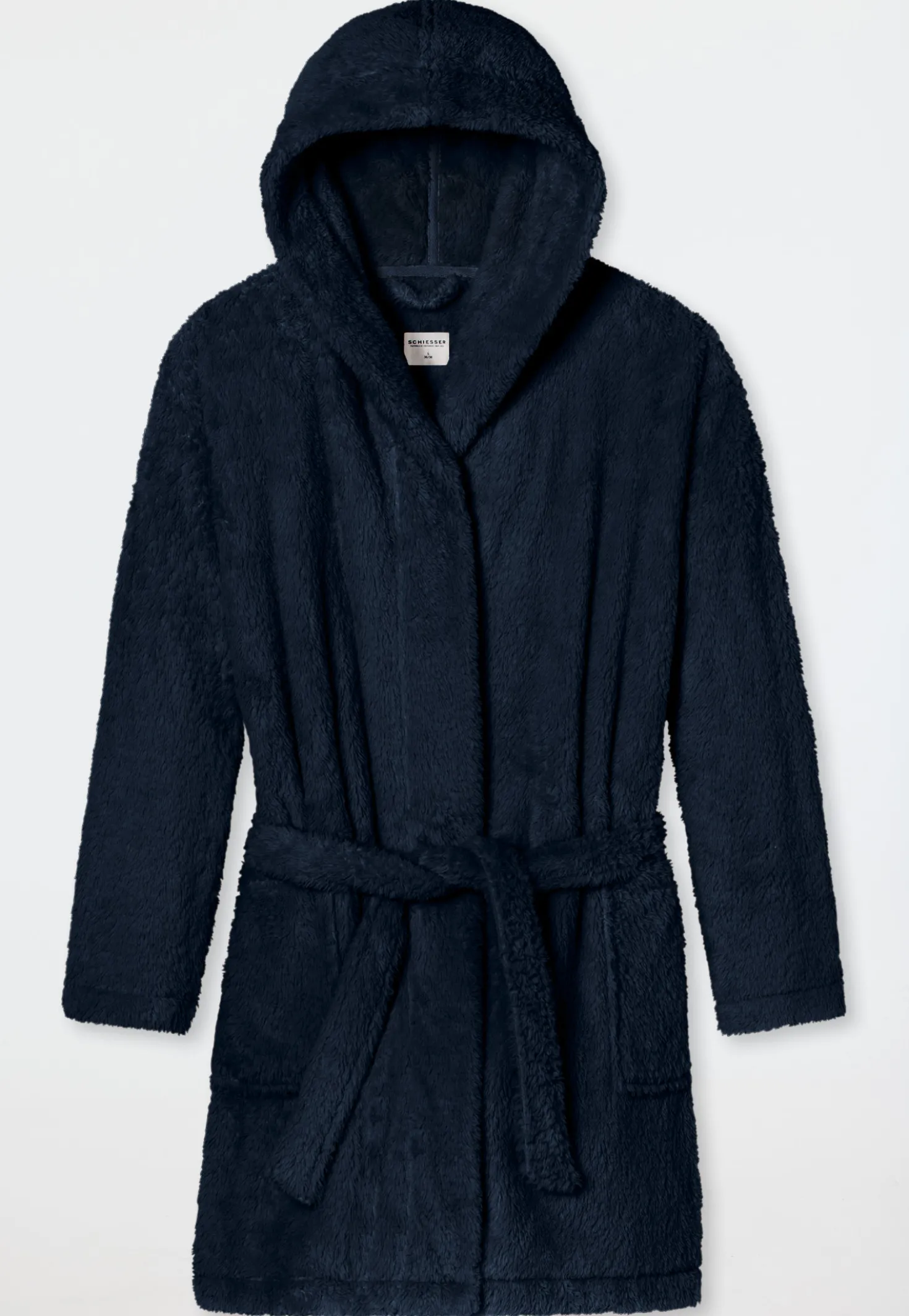 Morgenmantel Teddy-Fleece Comfort-Fit dunkelblau - Essentials