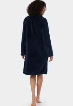 Morgenmantel Teddy Fleece dunkelblau - Essentials