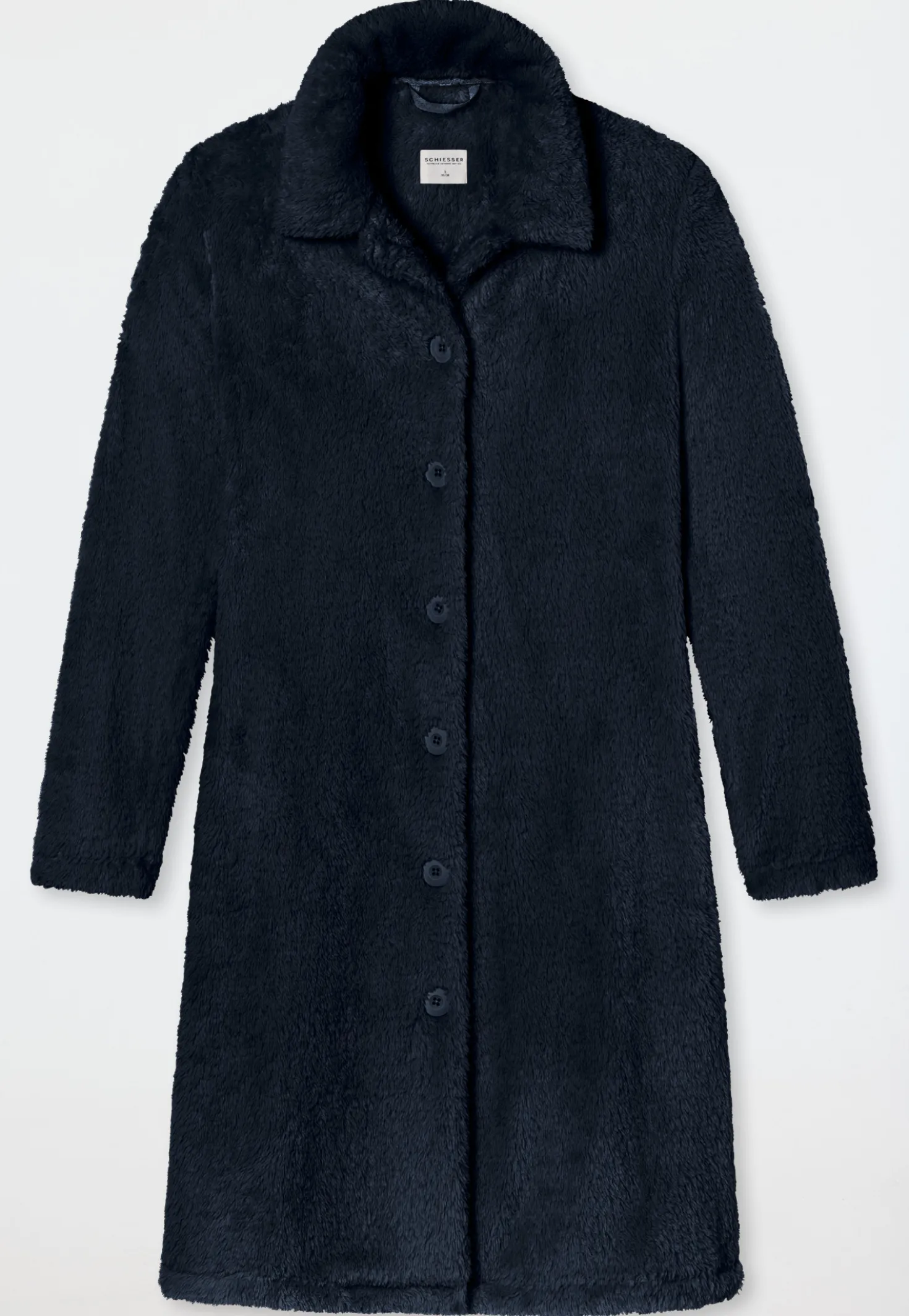 Morgenmantel Teddy Fleece dunkelblau - Essentials