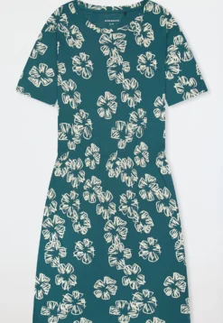 Nachthemd kurzarm Interlock Gummizug Blumen grün - Modern Nightwear