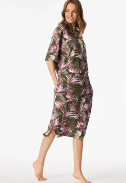 Nachthemd kurzarm Interlock Gummizug Palmen multicolor - Modern Nightwear