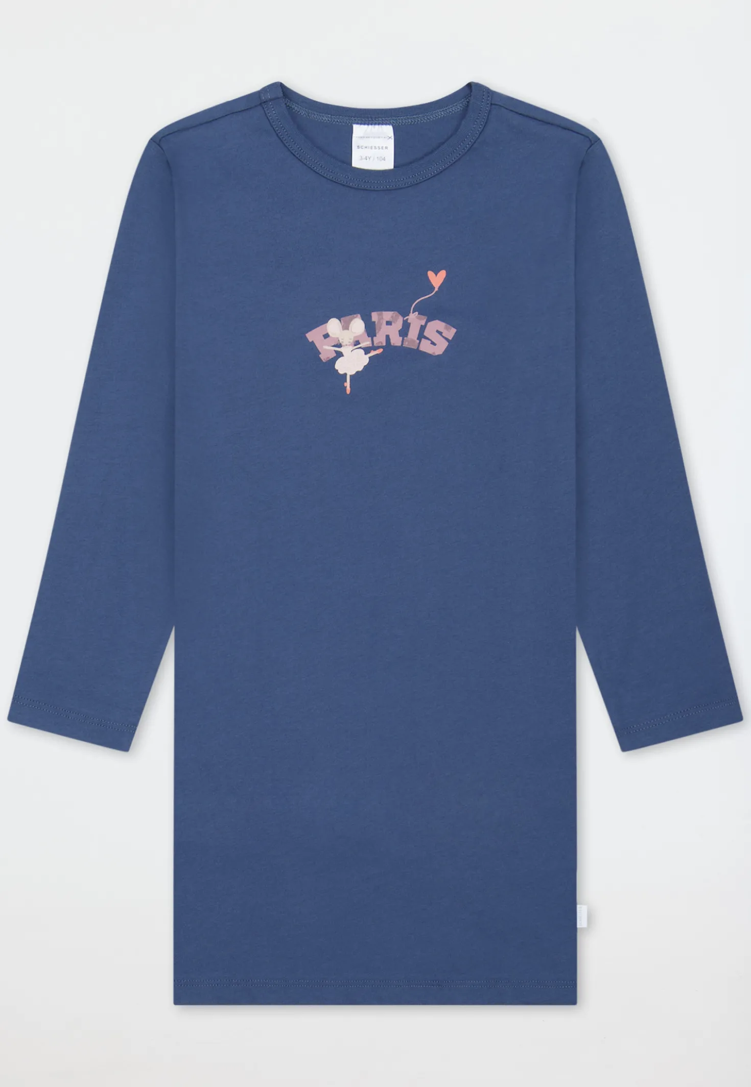 Nachthemd langarm Paris Maus jeansblau - Kids Nightwear
