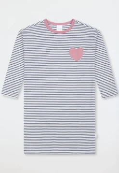 Nachthemd langarm Ringel Herz jeansblau - Kids Nightwear
