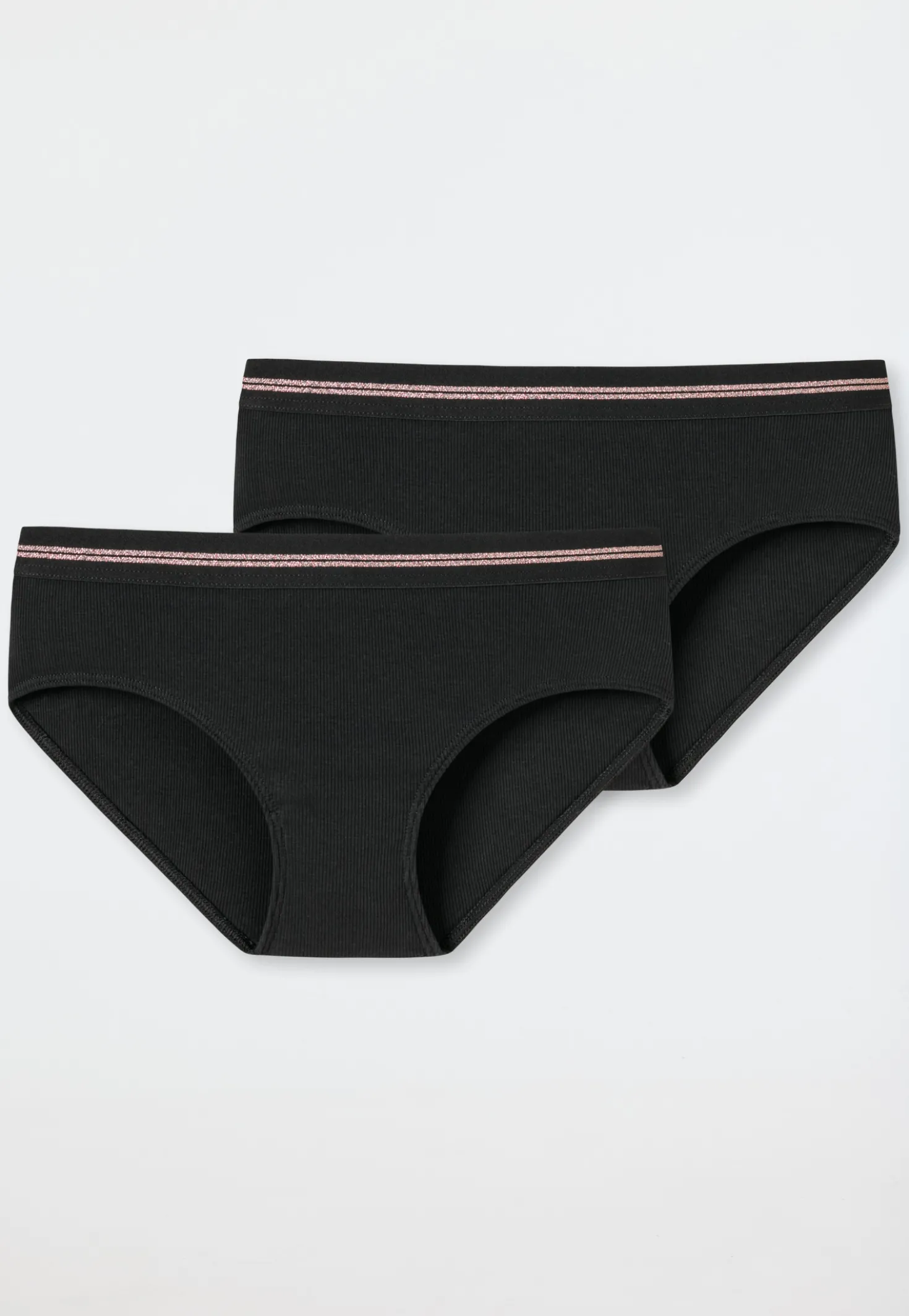 Pantys 2er-Pack Doppelripp schwarz - Long Life Rib