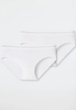 Pantys 2er-Pack Doppelripp weiß - Long Life Rib
