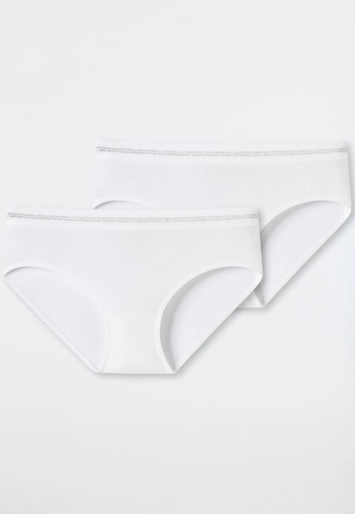 Pantys 2er-Pack Doppelripp weiß - Long Life Rib